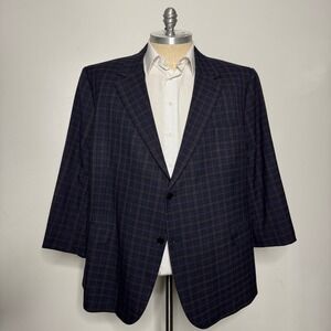 Big Mens 4xlt Oak Hill Navy Checkered Blazer